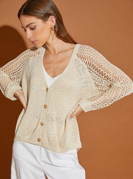 Hollow Detail Cardigan Sweater- 2 color choices