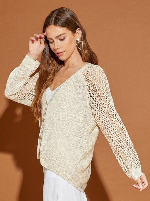 Hollow Detail Cardigan Sweater- 2 color choices