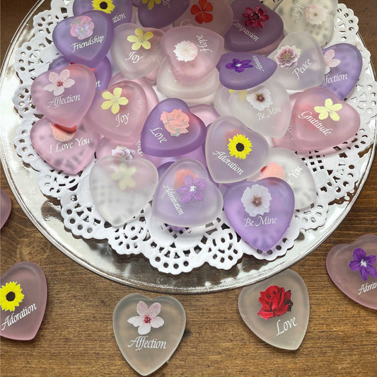 Glass Hearts with Flowers (14 choices)