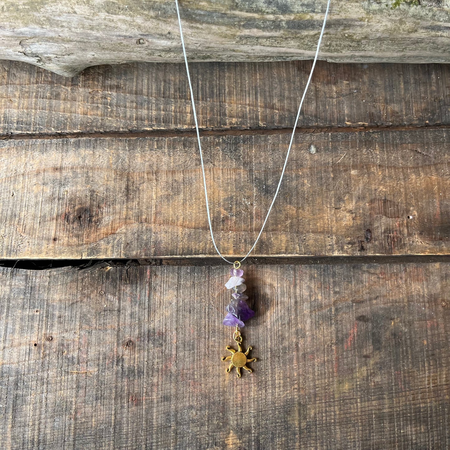 Amethyst Sun Necklace- 2 metal choices
