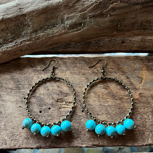 Turquoise Beads Hoops