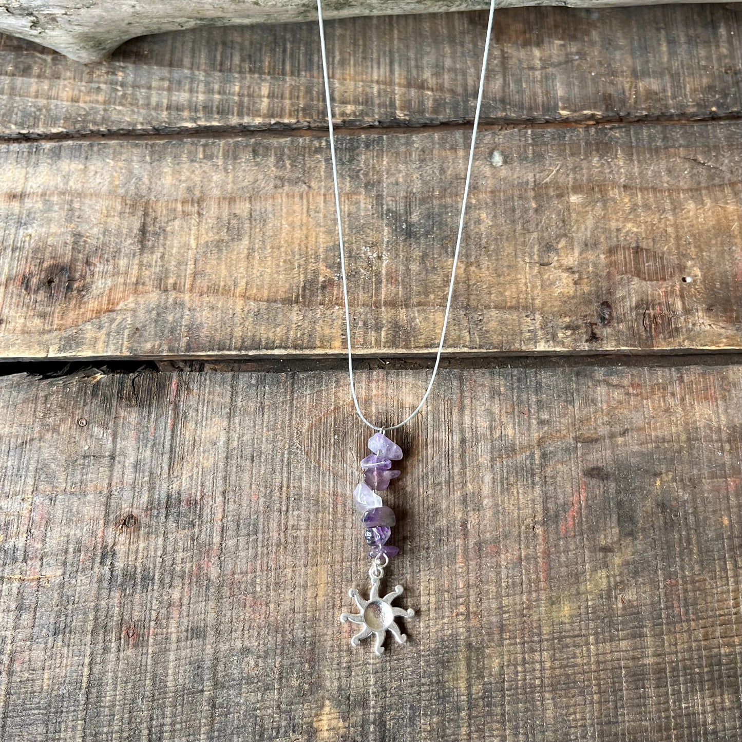 Amethyst Sun Necklace- 2 metal choices